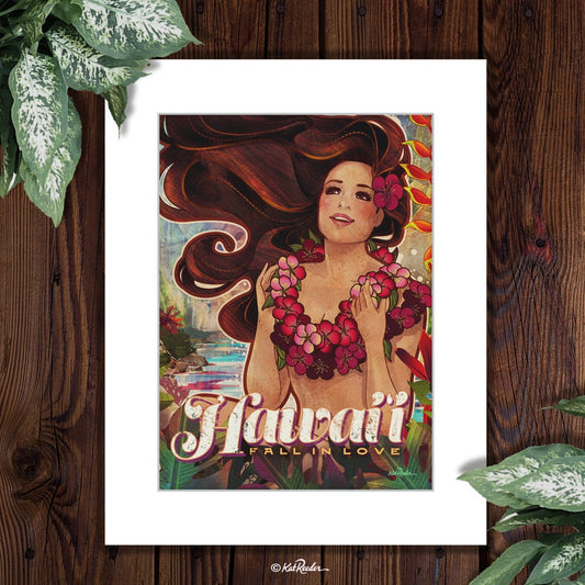 maui, big island, oahu, molokai, hula girl, hawaiian vintage poster