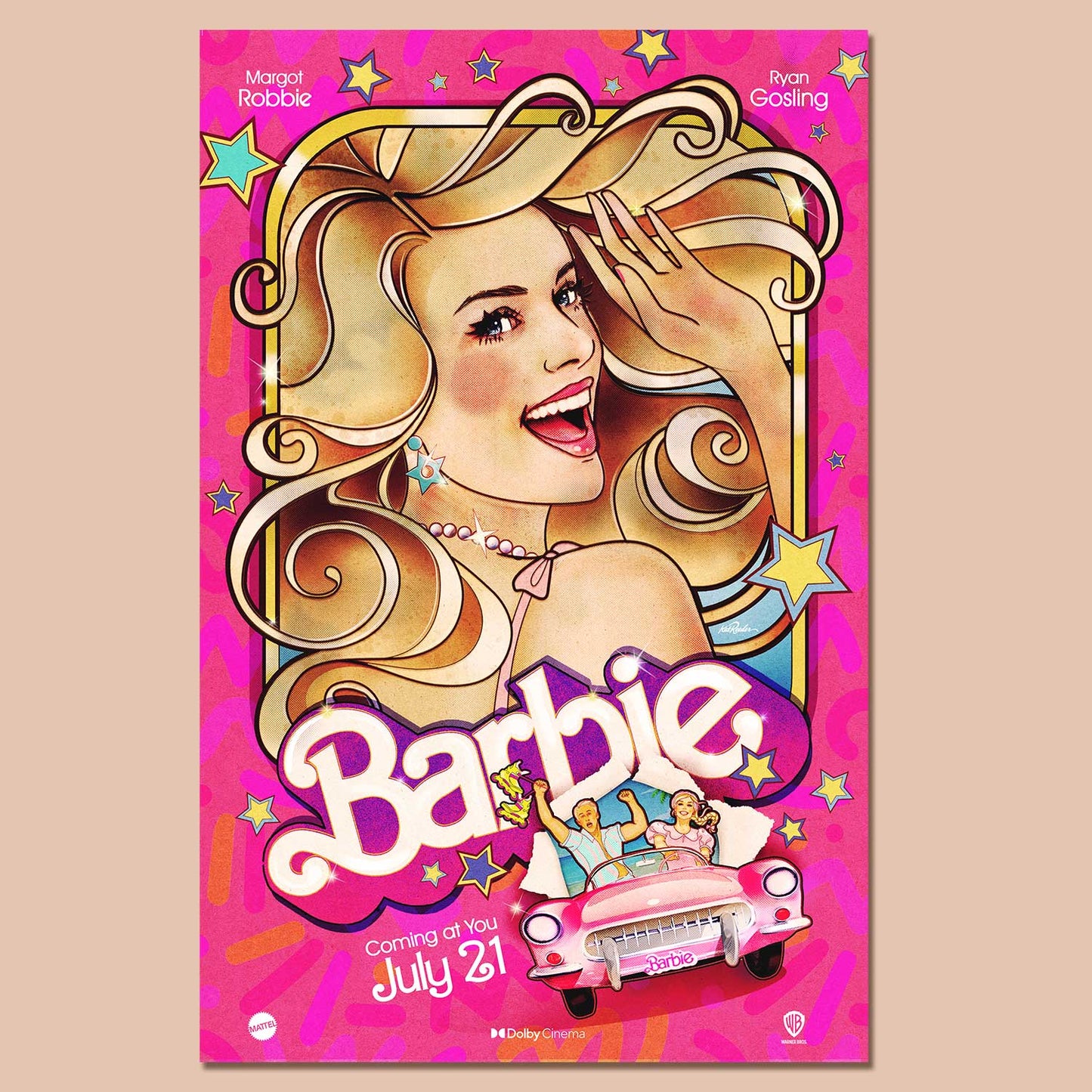 Barbie Movie Poster Print 11x17 | Retro Barbie Art by Kat Reeder