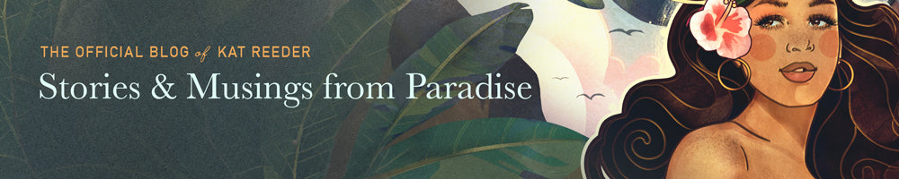 Banner for 'Stories & Musings from Paradise' with an illustration of a woman and text.