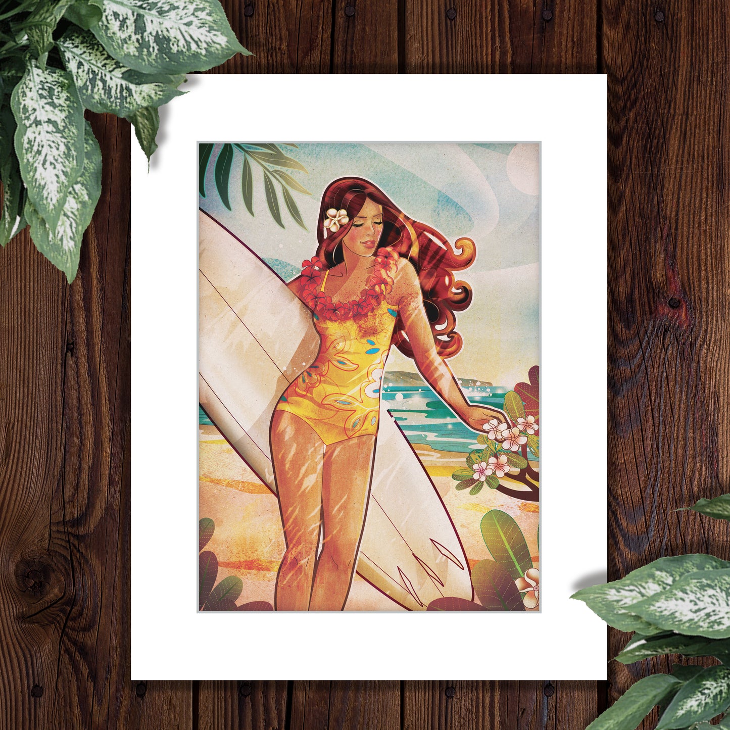 surfer girls, surfer girl, gigi, sunset beach, north shore, haleiwa art, hawaiian vintage travel poster, surf poster